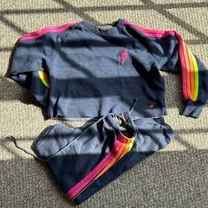 Navy Sweatshirt and Joggers with Neon Stripes